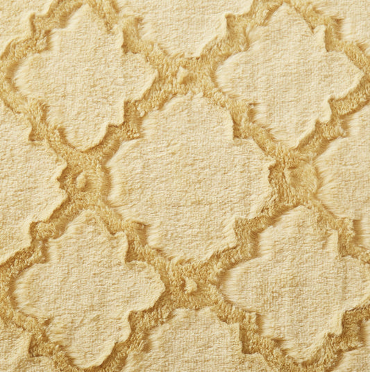 Tache Faux Fur Mustard Yellow Moroccan Lattice Pattern Throw Blanket (3397)