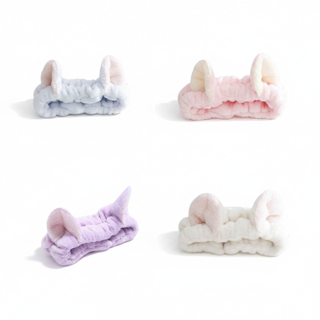Cat Ears Spa Headband Set — Pack of 4 Colors