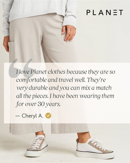 Pima Cotton Cropped Gaucho Pants - Putty - Shaketea