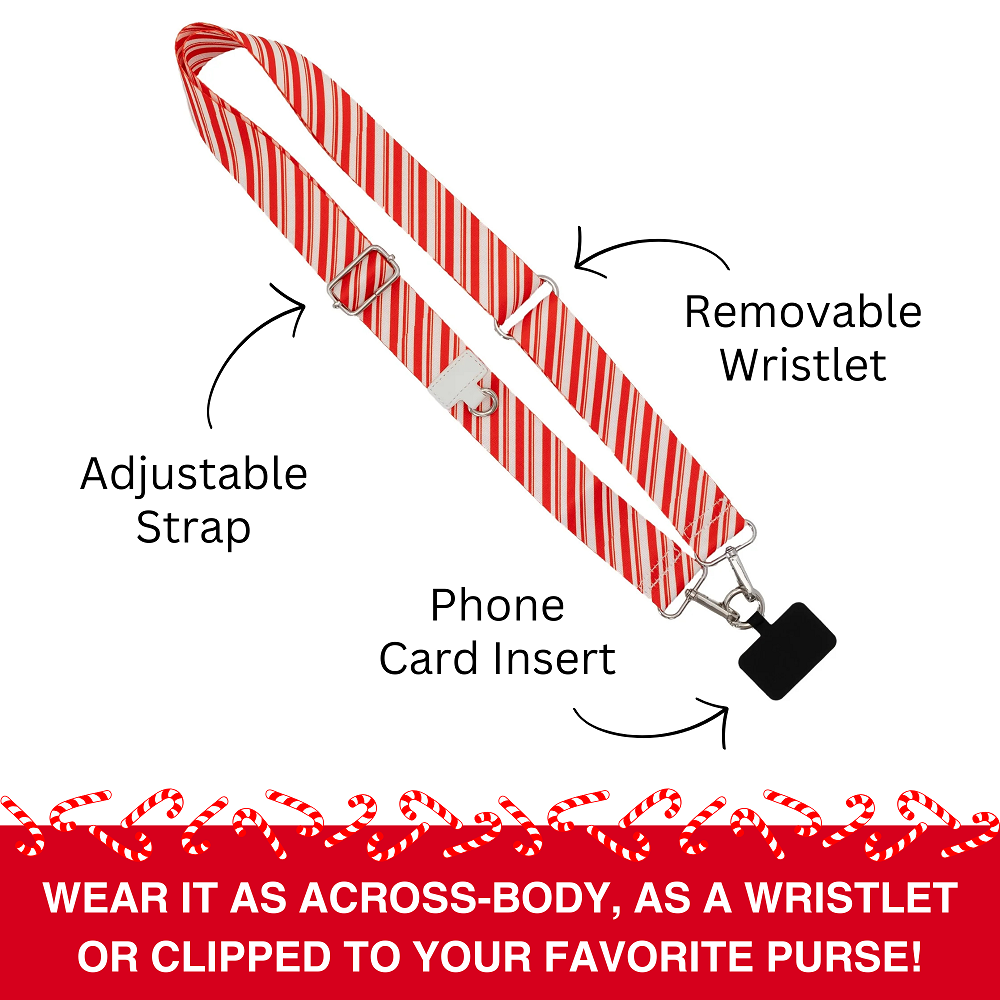 Christmas Collection Cell Phone Lanyard Holiday Fabric Adjustable Universal Fit