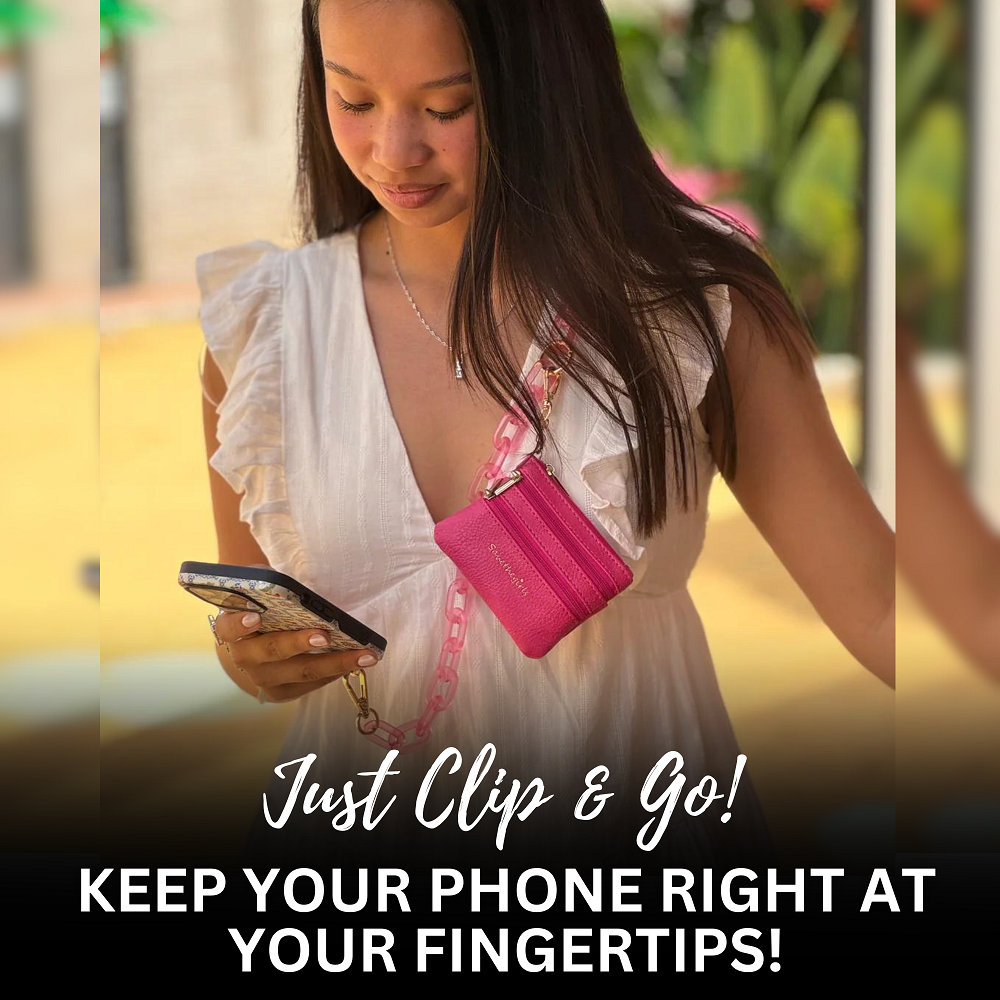 Clip And Go Ice Chain Phone Strap Crossbody Detachable Wallet Pouch