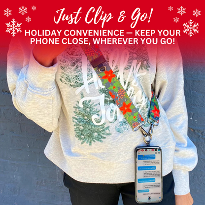 Christmas Collection Cell Phone Lanyard Holiday Fabric Adjustable Universal Fit