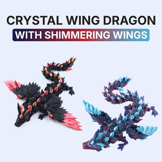3D Printed Crystal Wing Dragon Fidget Toy – Articulated Fantasy Desk Toy Gift