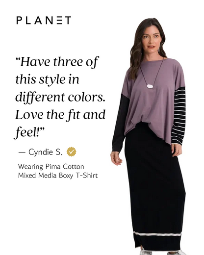 Pima Cotton Mixed Media Boxy T-Shirt - Capri - Shaketea