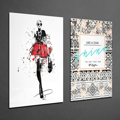 Follow Your Own Style 2 Pieces Combine Glass Wall Art