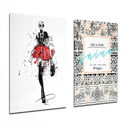 Follow Your Own Style 2 Pieces Combine Glass Wall Art