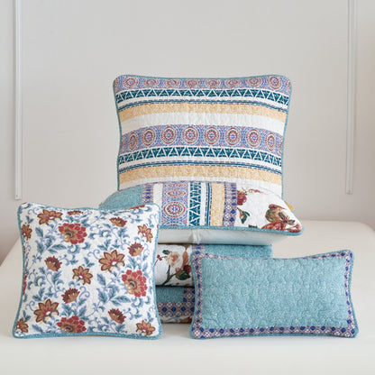 Tache Cotton Floral Jacobean Blue White Old World Garden Cushion Covers 2-Pieces (JHW-936)