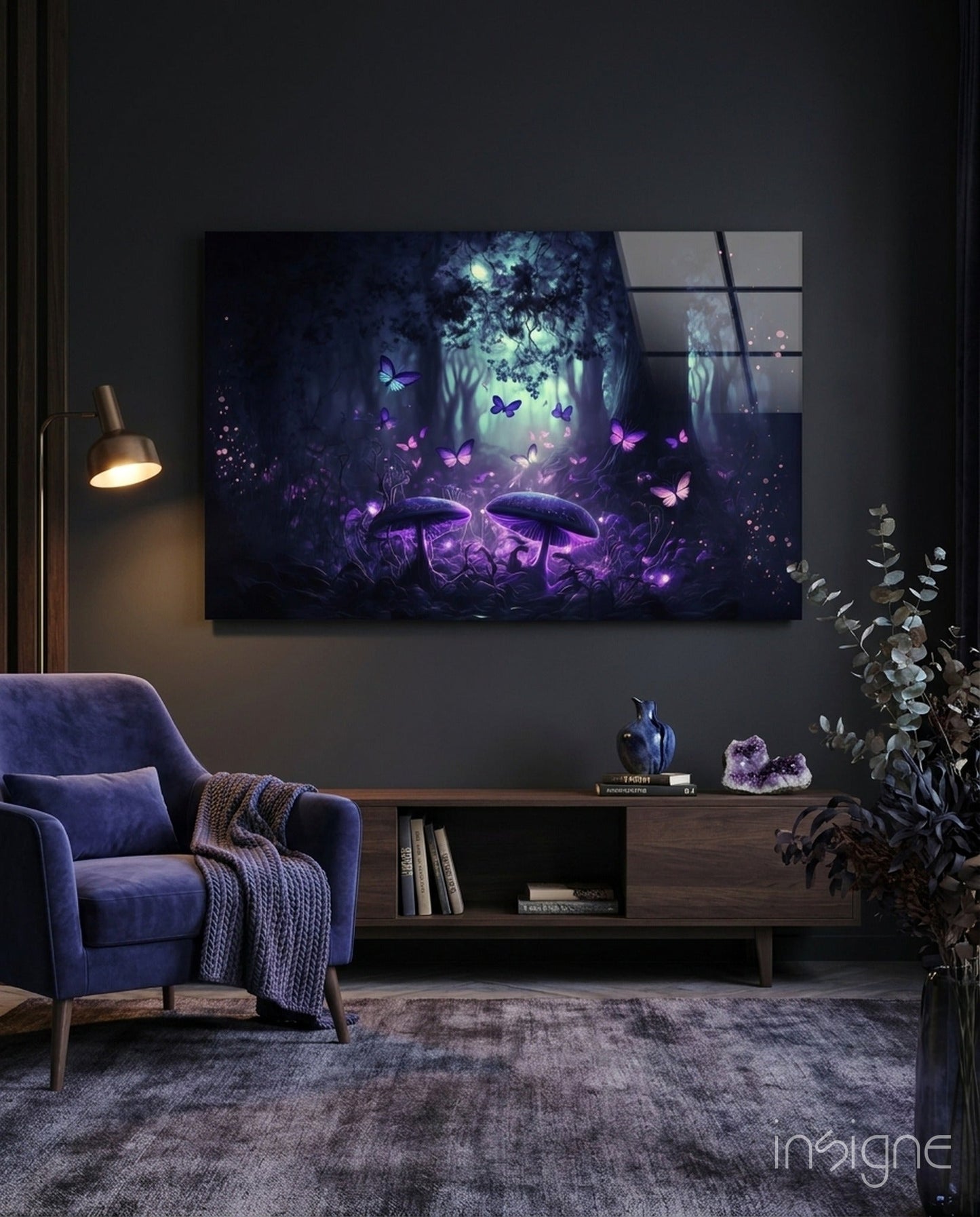 Mushrooms' Love Glass Wall Art  || Designer Collection