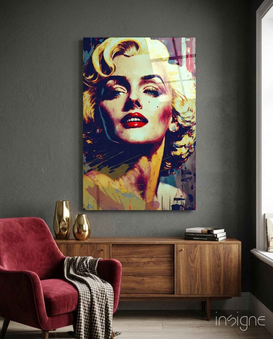 Blonde Starlet Pop Portrait Glass Wall Art