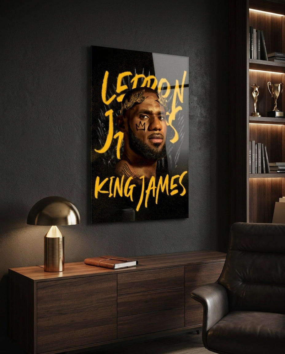 Crowned Basketball Champion Glass Wall Art || Designer Collection