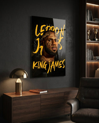 Crowned Basketball Champion Glass Wall Art || Designer Collection