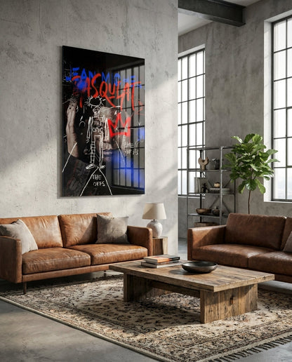 Red Crown Portrait Street Art Glass Wall Art