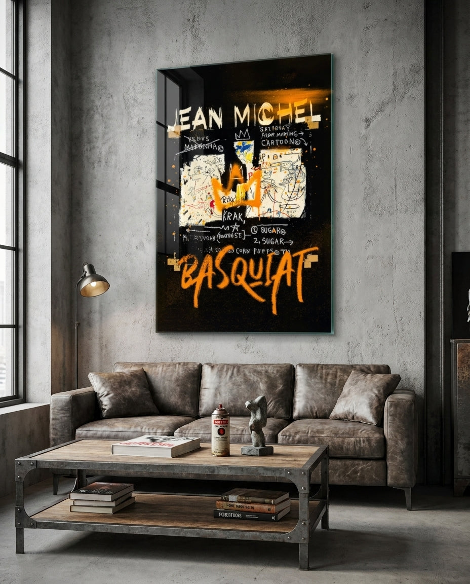 Orange Crown Cereal Graffiti Glass Wall Art