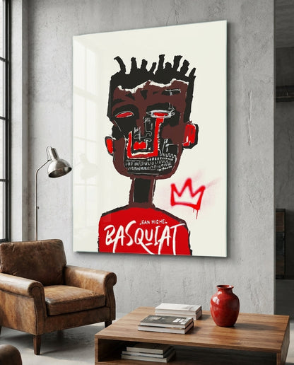 Red Portrait Crowned Youth Glass Wall Art