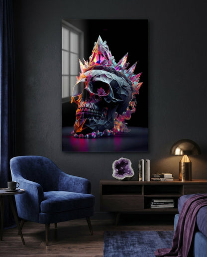 Diamond Skull Glass Wall Art || Designers Collection