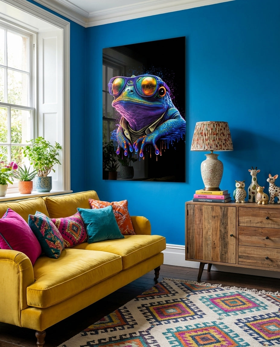 Cool Frog Glass Wall Art || Designers Collection