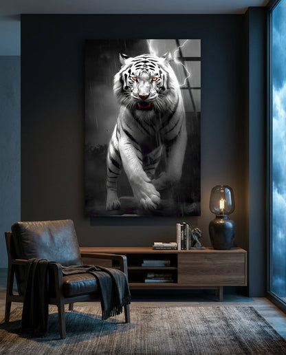 Tiger's Wrath Glass Wall Art || Designer Collection