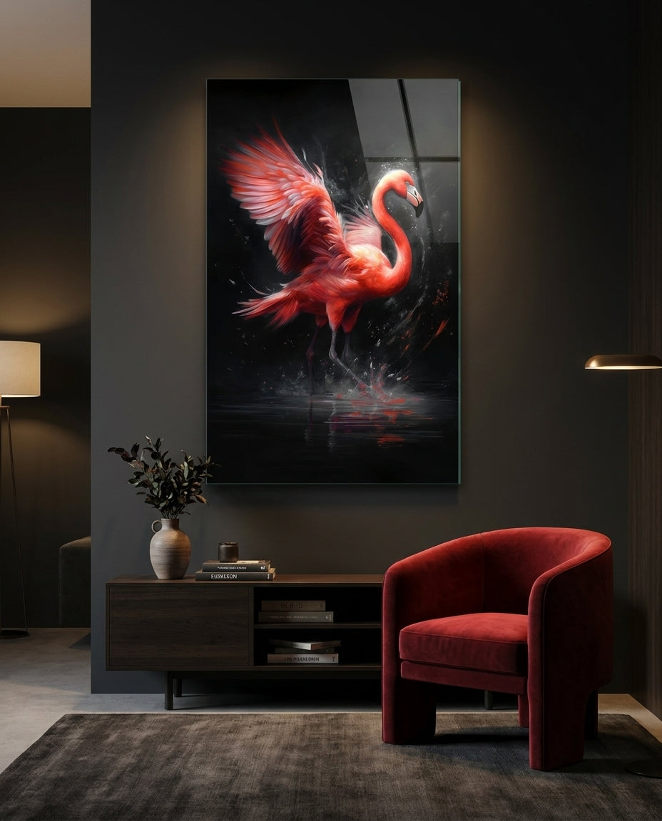 Flamingo Glass Wall Art || Designer Collection