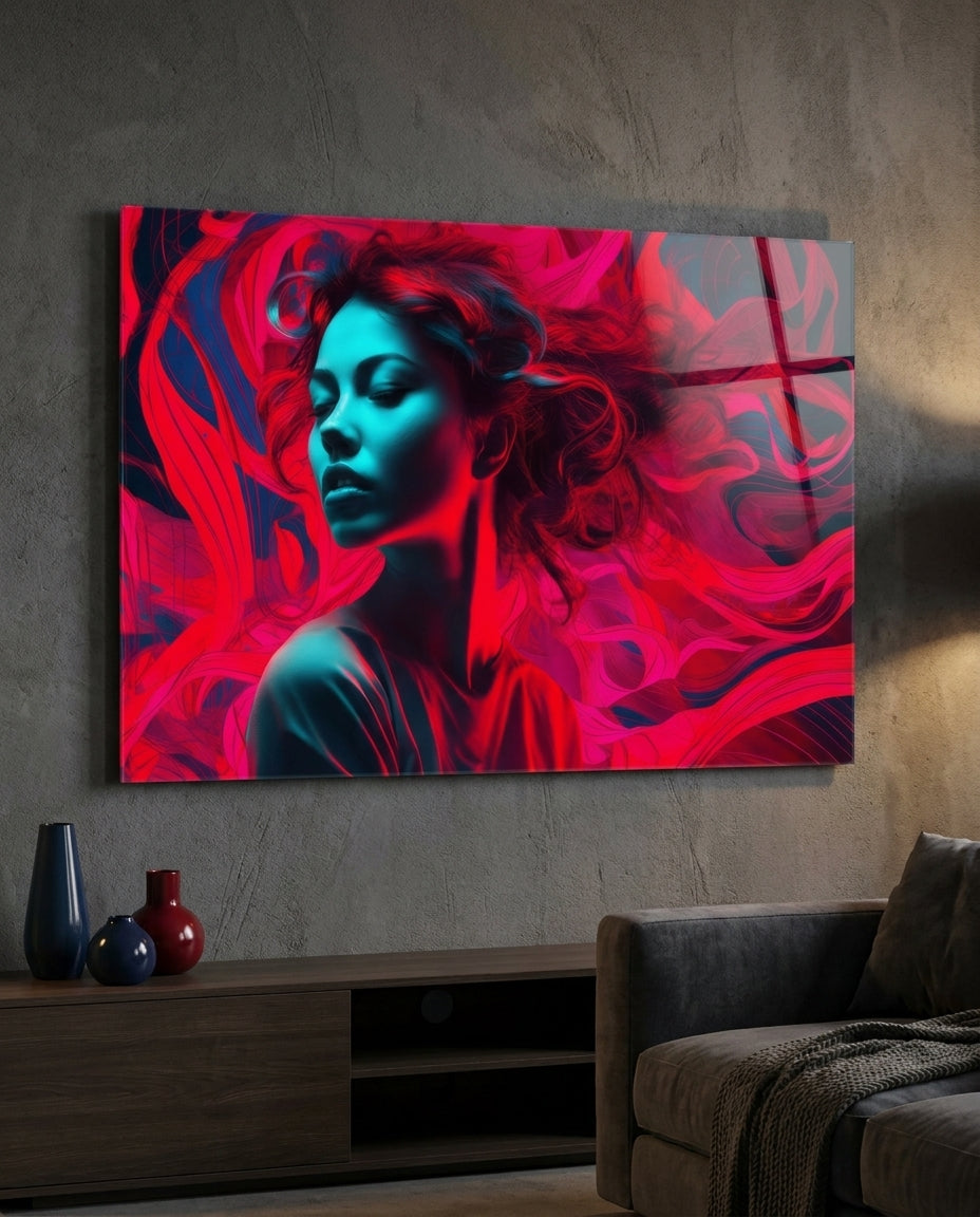 Red Feelings Glass Wall Art || Designer Collection