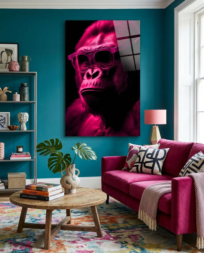 Ape the Thinker Glass Wall Art || Designer Collection