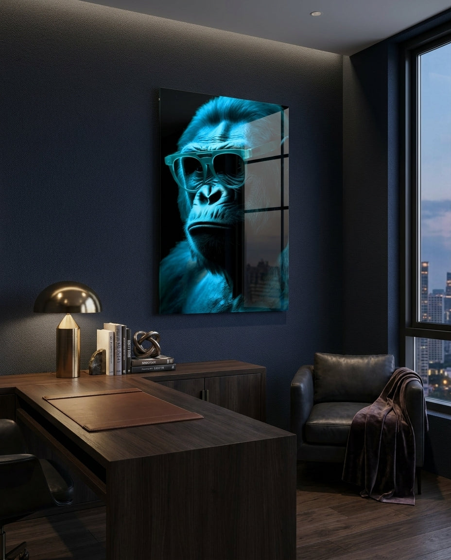 Ape the Thinker Glass Wall Art || Designer Collection