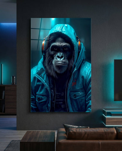 Music and the Ape  Glass Wall Art || Designer Collection