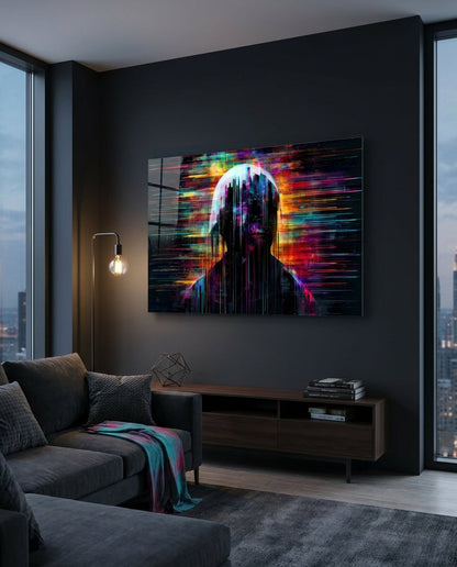Shadow of Color Sticks Glass Wall Art || Designer Collection