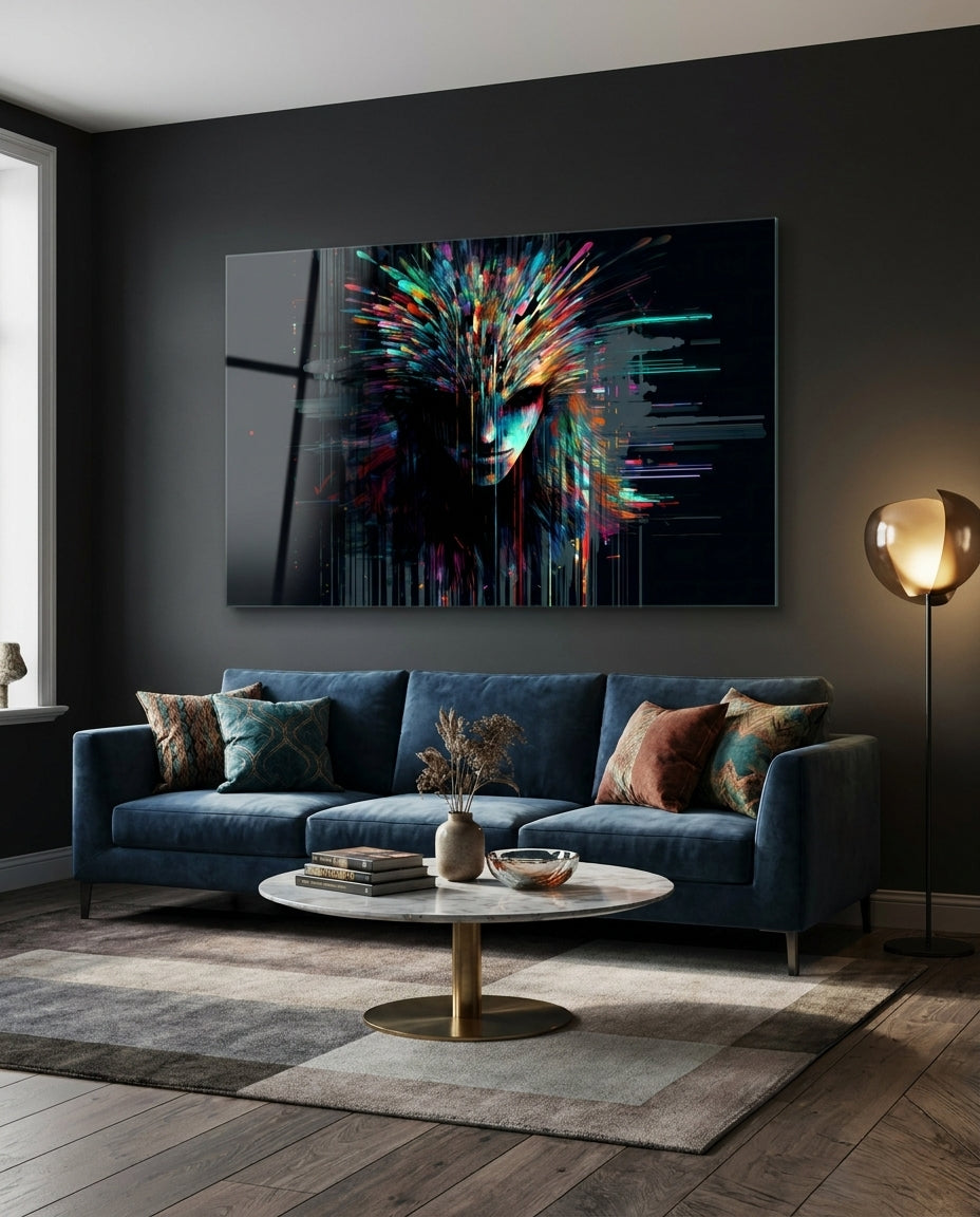 Face of Color Sticks Glass Wall Art || Designers Collection