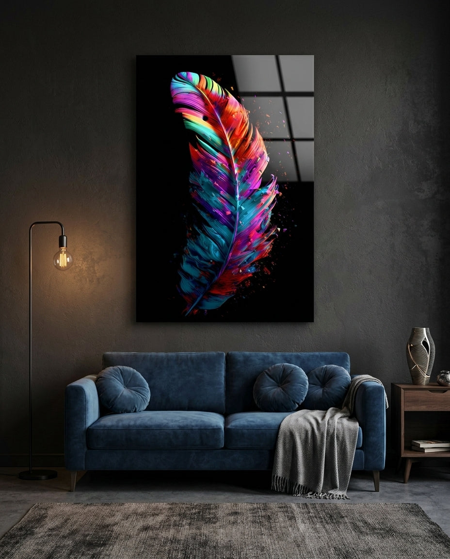 Feather Glass Wall Art || Designers Collection