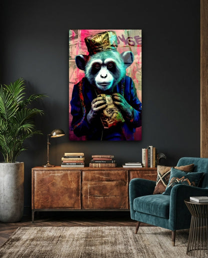 Monkey the Worker Glass Wall Art || Designer Collection