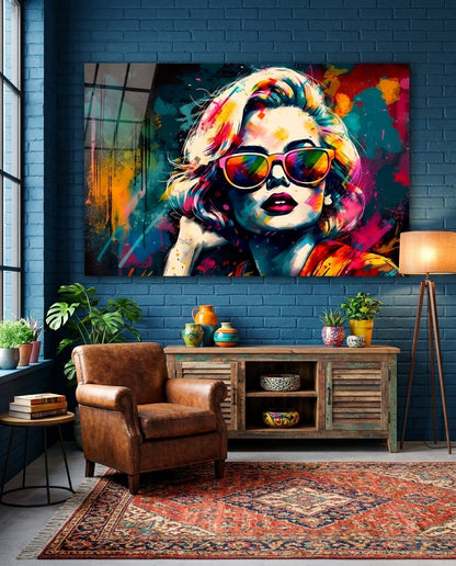 Rainbow Lens Sunglasses Splatter Face Glass Wall Art