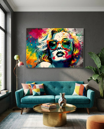 Orange Cat Eye Frames Bright Splash Glass Wall Art