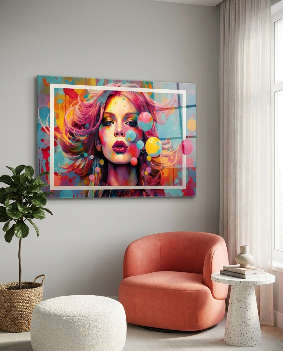 Bubbles and Kisses Glass Wall Art || Designer Collection