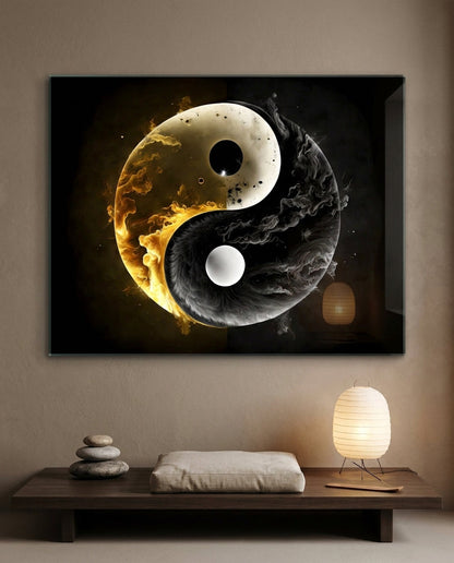 Ying Yang Glass Wall Art || Designer Collection