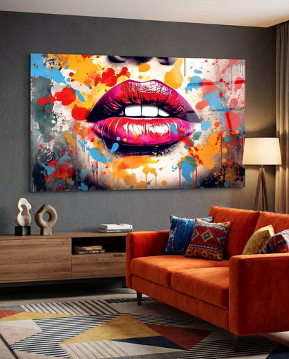 Red Lip Glass Wall Art || Designer Collection