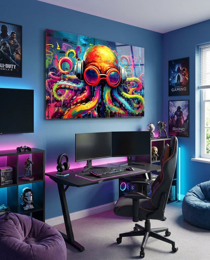Octopus Glass Wall Art || Designer Collection