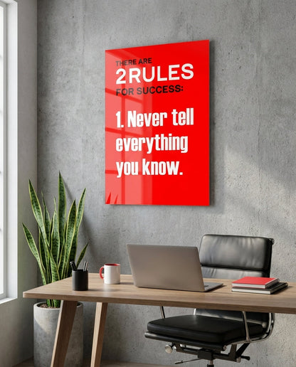 Two Rules For Success Bold Red Quote Glass Wall Art