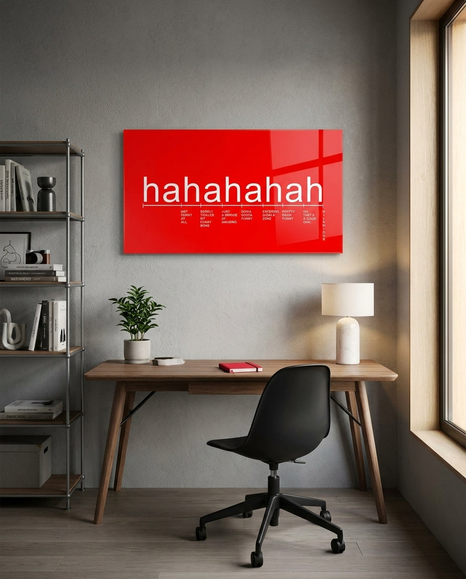Bright Red Laughter Meter Glass Wall Art