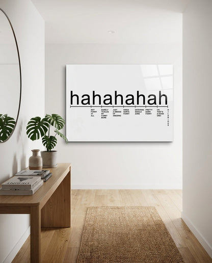 White Minimal Laughter Chart Glass Wall Art