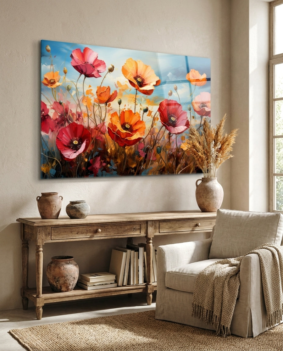 Poppies Glass Wall Art || Designer Collection