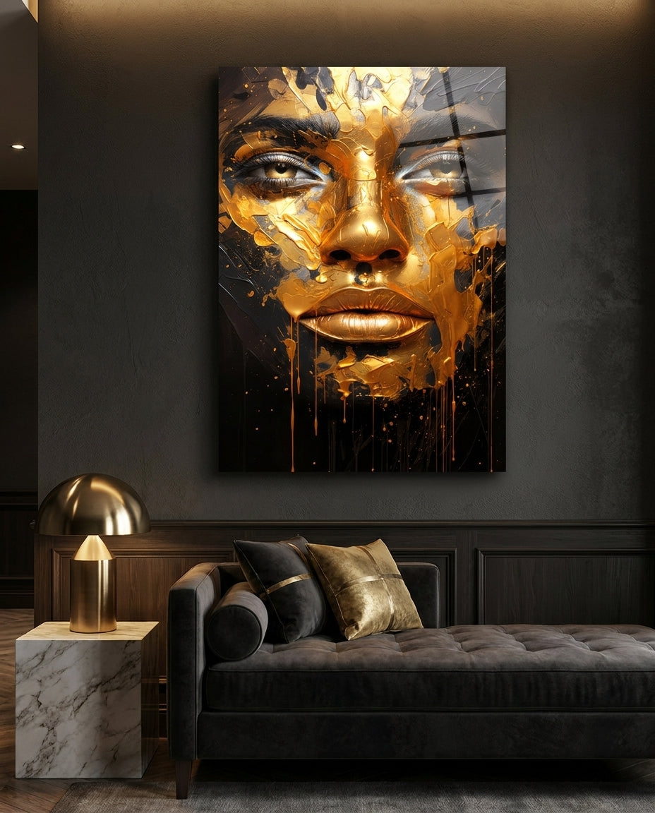 Golden Melt Glass Wall Art || Designer Collection