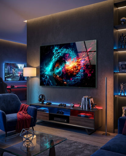 Fire and Water Yin Yang Glass Wall Art