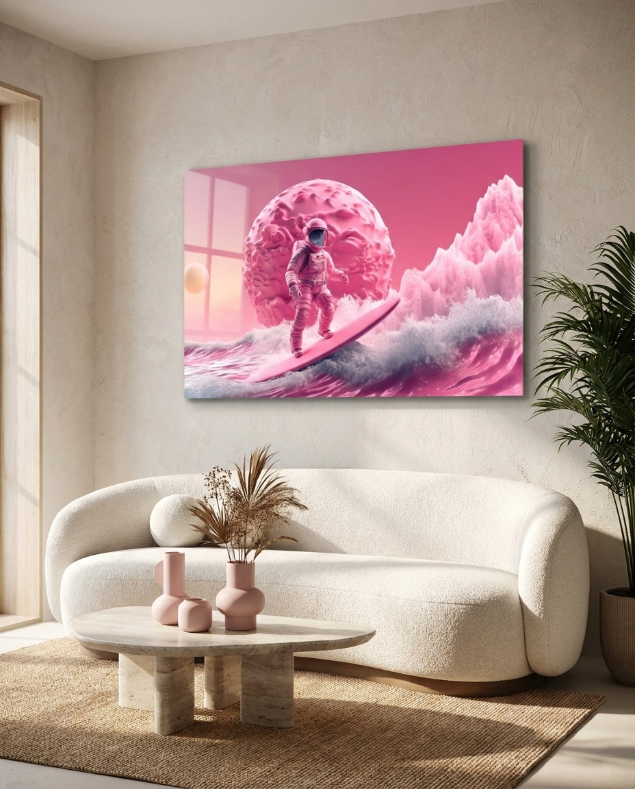 Pinky Space Glass Wall Art || Designer Collection