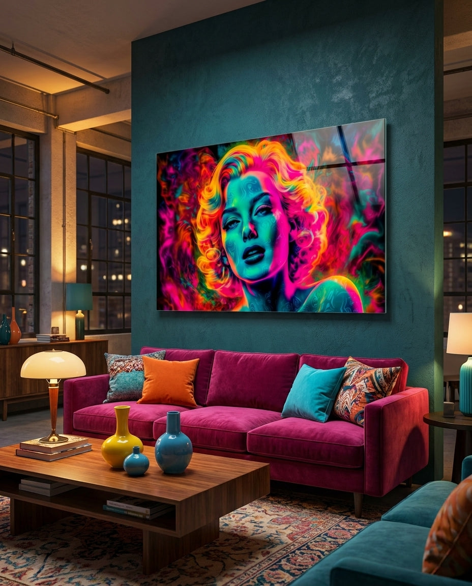Girl in Fire Glass Wall Art || Designer Collection