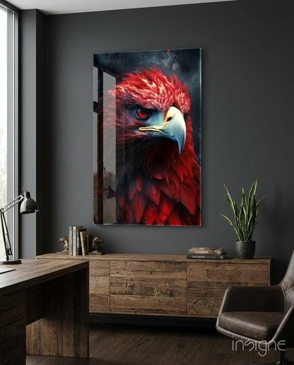Red Eagle Glass Wall Art|| Designer's Collection
