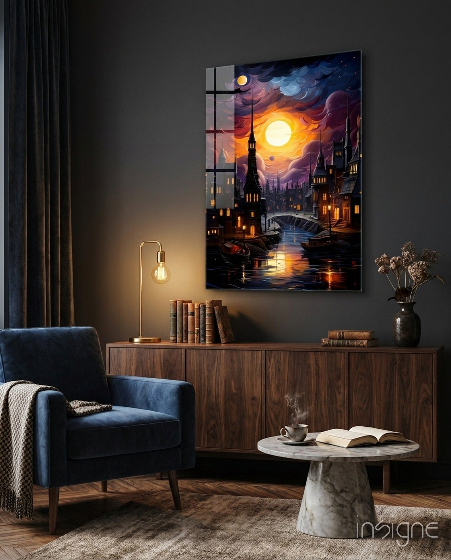 Moonlight Glass Wall Art|| Designer's Collection