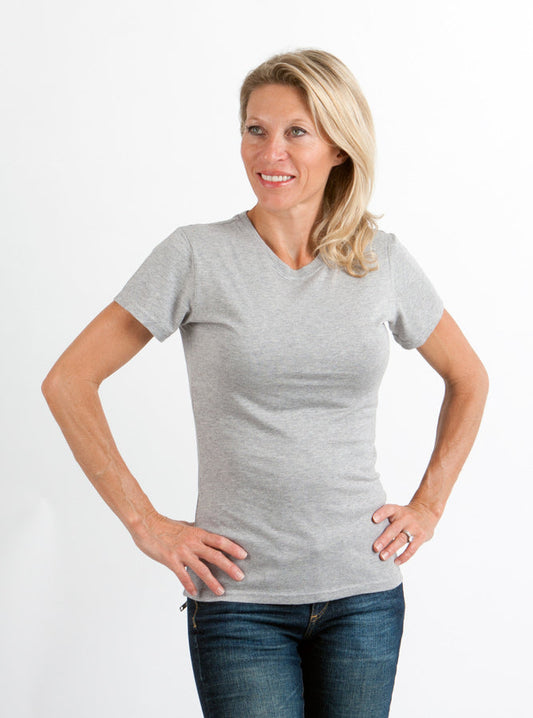 Spun Bamboo Women's Bamboo/Cotton Short Sleeve Crew Neck T-Shirt - Heather Grey - Shaketea