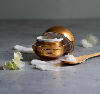 Kojic Acid Brightening Face Cream – Fades Dark Spots on Acne-Prone Sensitive Skin, Nut-Free