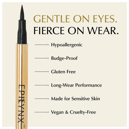 Waterproof Eyeliner for Sensitive, Watery Eyes – Smudge-Proof on Hooded Lids, Gluten-Free & Vegan