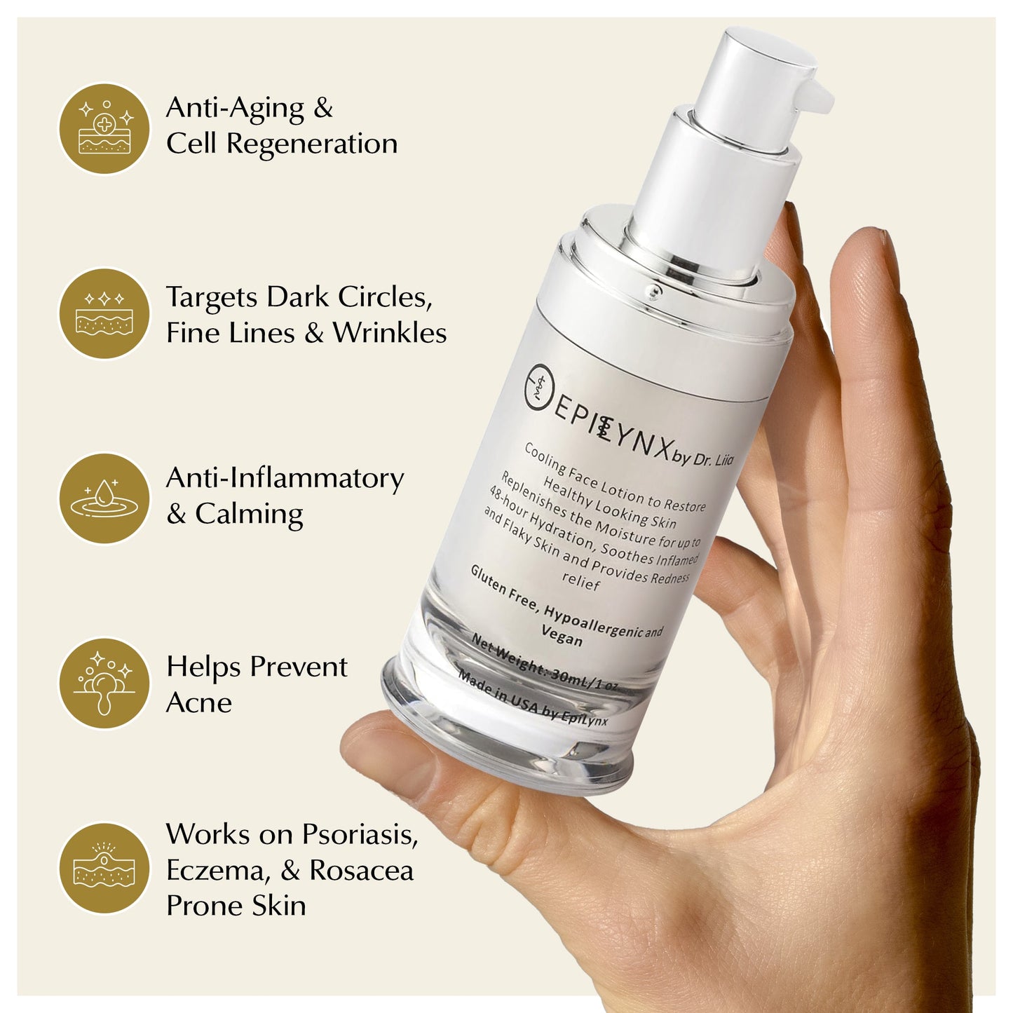 Calming Moisturizer for Reactive, Dry Skin After 40 – Barrier Repair, Gluten-Free & Fragrance-Free